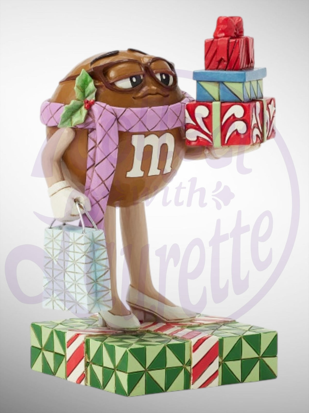 Jim Shore M&M's Collection - Festive Favorites Brown Christmas Figurine